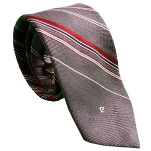 Pierre Cardin Mens Vintage Striped Tie Gray Red